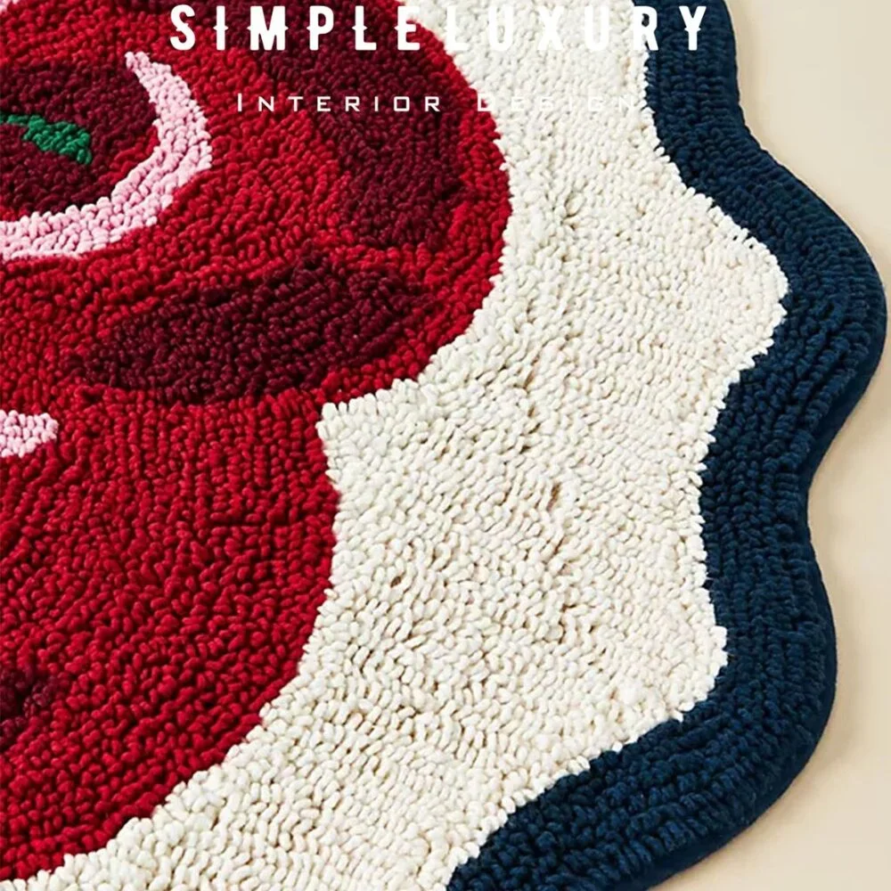 Brand New Anthropologie Maeve Cherry Tufted Cotton Bath Mat